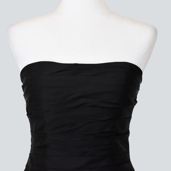 JS Collection Black Strapless Ruched Gown with Feathers & Beaded Fringe Size 4 - Picture 4 of 10